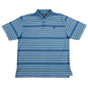 𝅺ashworth Blue Striped Golf Polo Shirt